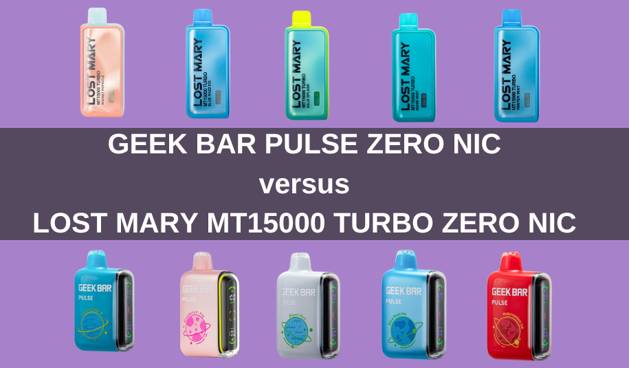 Lost Mary MT15000 Turbo versus Geek Bar Pulse Zero Nicotine Vapes Lost Mary MT15000 Turbo versus Geek Bar Pulse Zero Nicotine Vapes