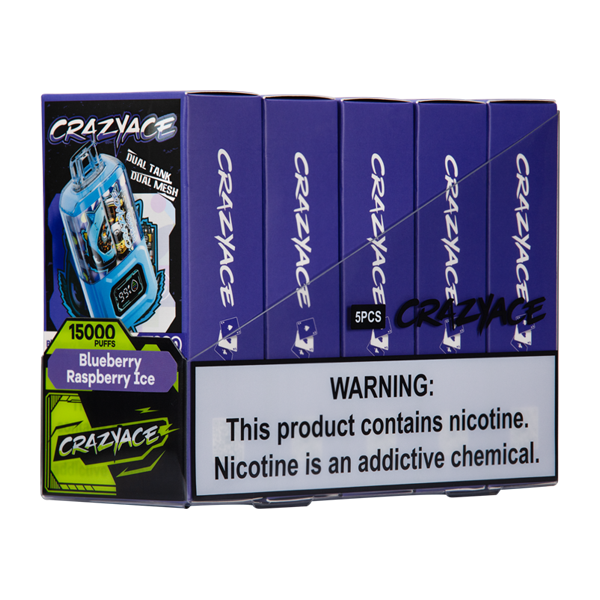 Blueberry Raspberry Ice B1500 Crazy Aces Disposables 5-Pack 