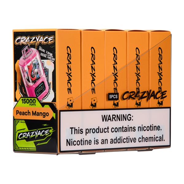 Peach Mango B1500 Crazy Aces Disposables 5-Pack
