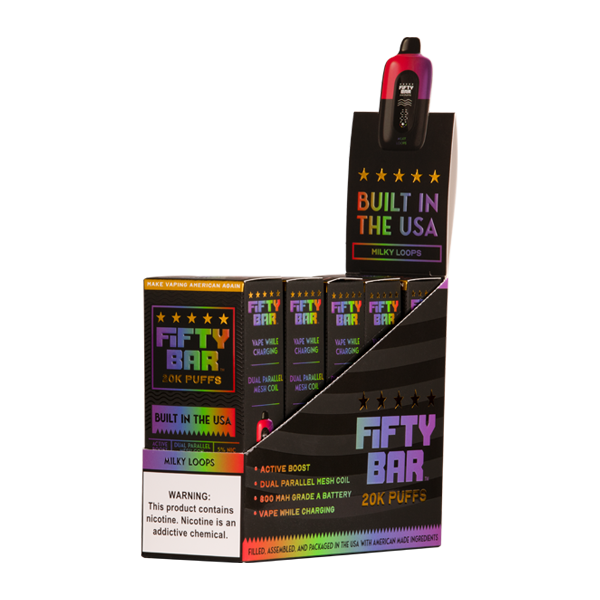 Fifty Bar Milky Loops 20K Disposable Vape Vape Pack