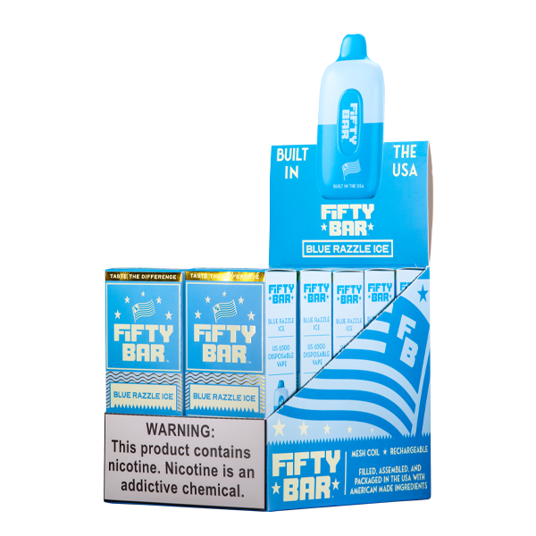 Blue Razzle Ice Fifty Bar Vape 10-Pack