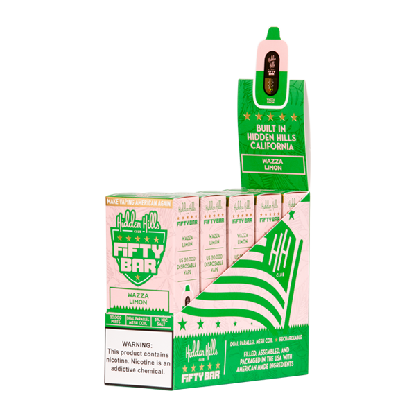 5 Pack of Wazza Limon HIDDEN HILLS X Fifty Bar 20K