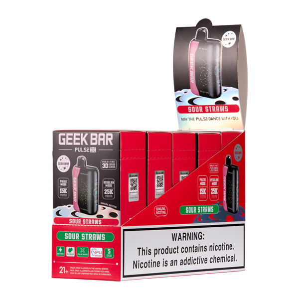 5 pack of Sour Straws Geek Bar Pulse X 25K