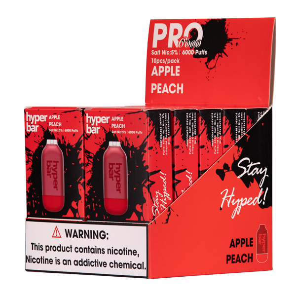 Apple Peach Hyper Bar Pro 6000 Vape 10-Pack