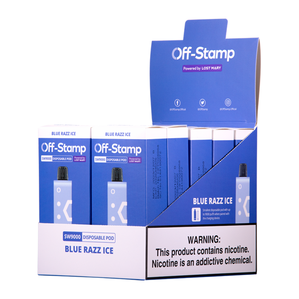 Blue Razz Ice OFF STAMP SW9000 Disposable Vape 10-Pack