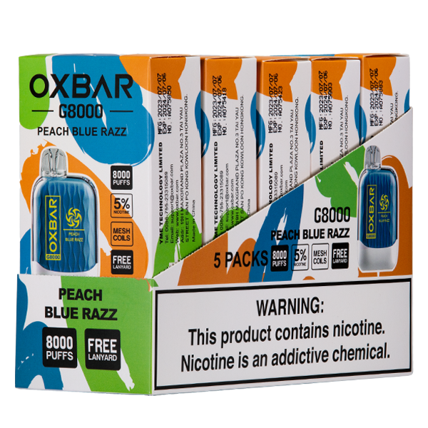 Peach Blue Razz Oxbar G8000 Vape 5-Pack