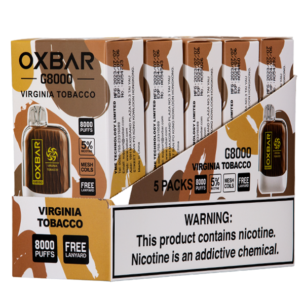 Virginia Tobacco Oxbar G8000 Vape 5-Pack