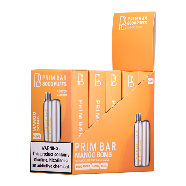 Mango Bomb Prime Bar 8000 Puff Vape 5-Pack