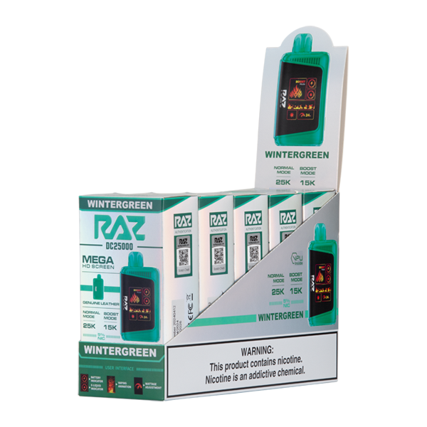 Wintergreen RAZ DC25000 Vape 5-Pack