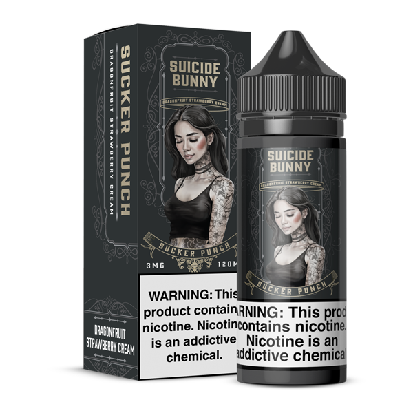 Sucker Punch Suicide Bunny Free Base E-Juice Bottle & Box