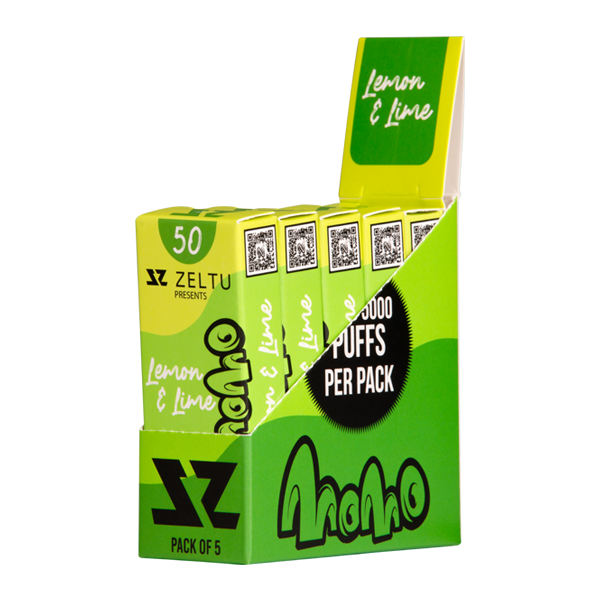5 pack of Lemon Lime Momo Zeltu X3 Pod 50