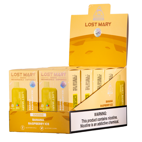 Banana Raspberry Ice Lost Mary OS5000 Vape 10-Pack