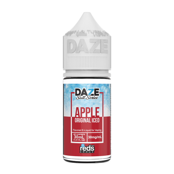 Original tasting Reds apple vape juice, nicotine salts available in 30mg by 7 daze