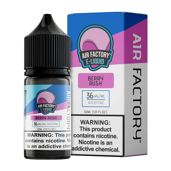 A 30ml vape juice with nicotine salts in 20mg & 40mg, Berry Rush by Air Factory