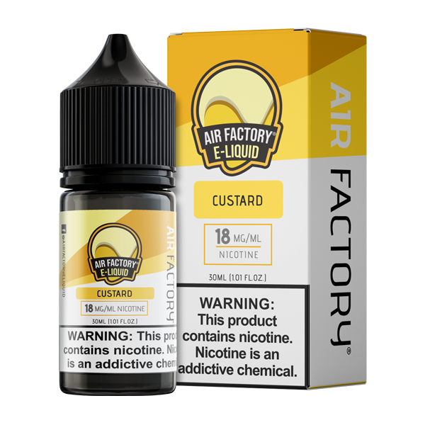 Custard is a sweet & creamy flavored vape juice from Air Factory, blended with nicotine salts