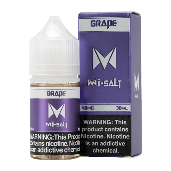 A 30ml vape juice with nicotine in 20mg & 40mg, Grape Mi-Salts by Mi-One Brands