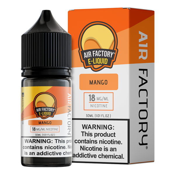 Mango from Air Factory is a sweetened mango flavored vape juice, blended with nicotine salts