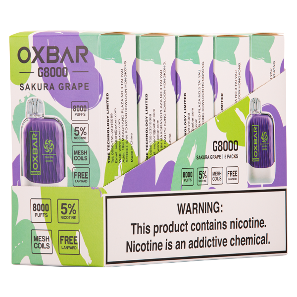 Sakura Grape Oxbar G8000 Vape 5-Pack