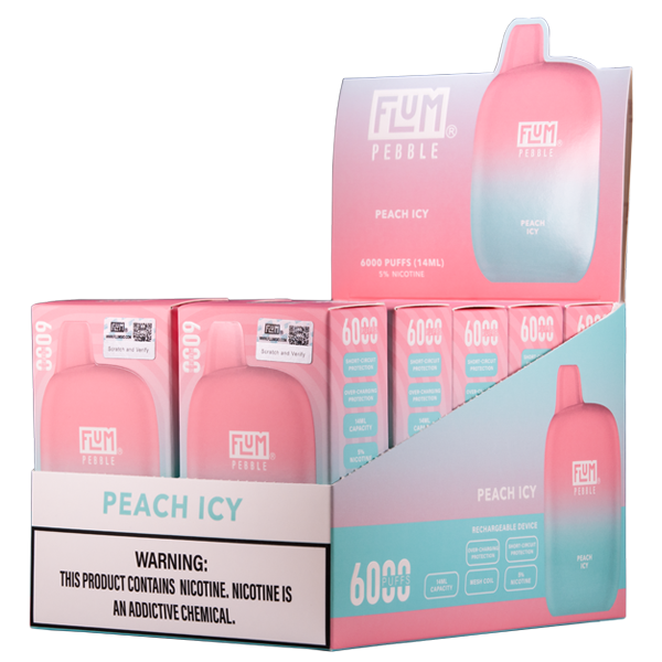 Peach Icy Flum Pebble Disposable Vape 10pk