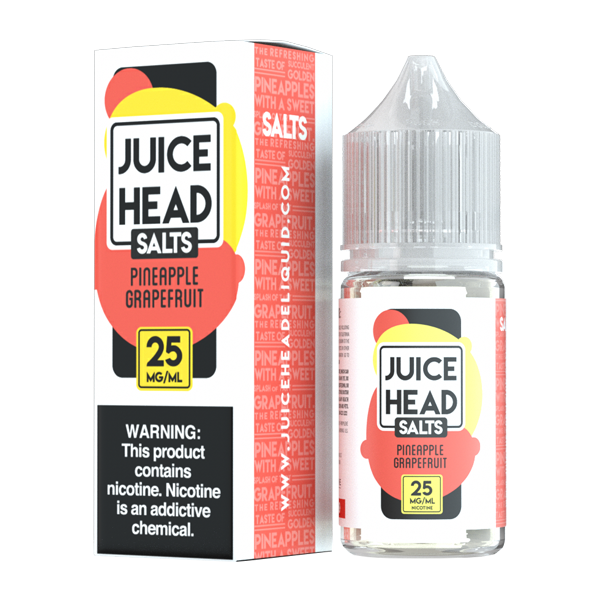 Pineapple grapefruit e-liquid by Juice Head is a fruity flavored vape juice, blended with nicotine salts