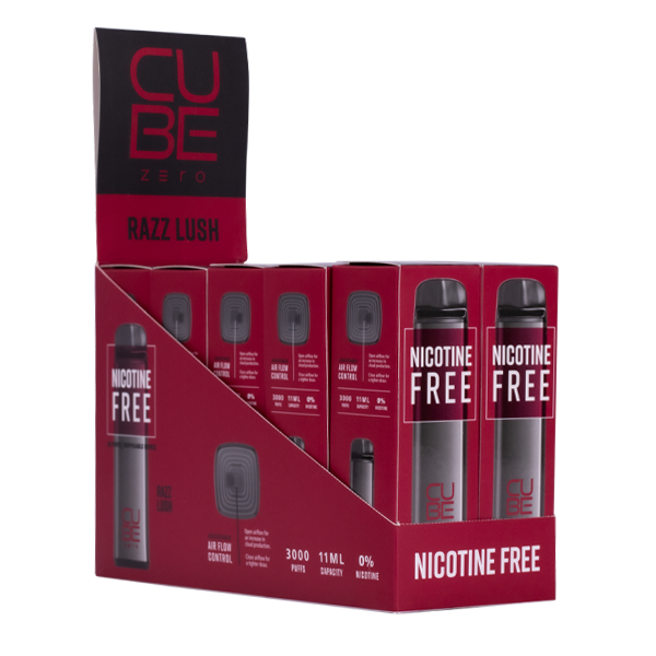 Cube Zero Razz Lush Disposable Vape Device 10-Pack