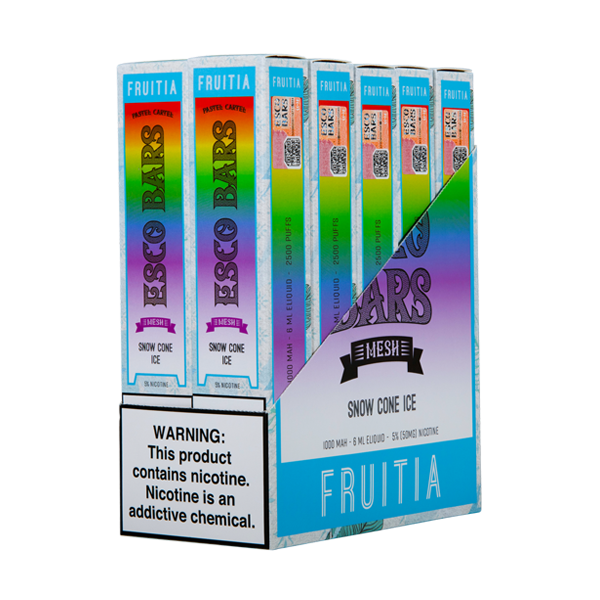 Snow Cone Ice Esco Bar Fruitia Vape Bundle