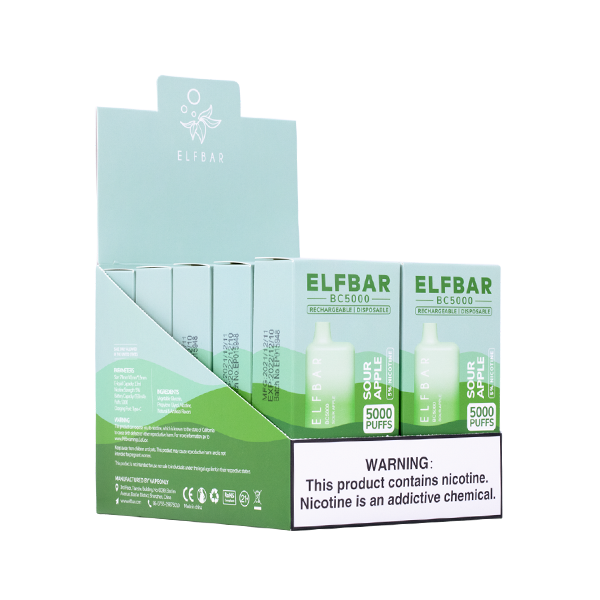 Sour Apple Elf Bar BC5000 Disposable Vape Bundle
