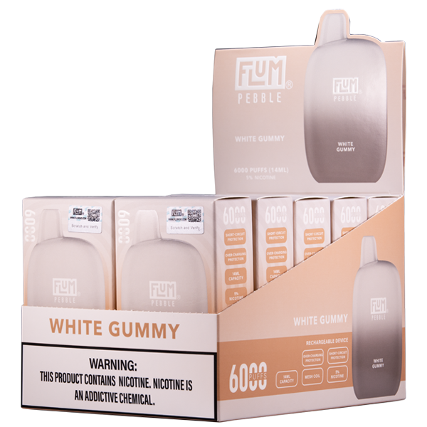 White Gummy Flum Pebble Disposable Vape 10pk