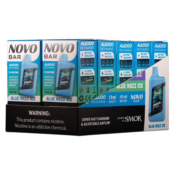 Blue Razz Ice Novo Bar AL6000 10pk
