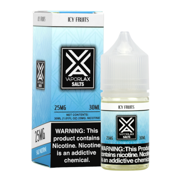 A best-selling fruity pod juice, Icy Fruits by VaporLax Salts is available in 25mg & 50mg