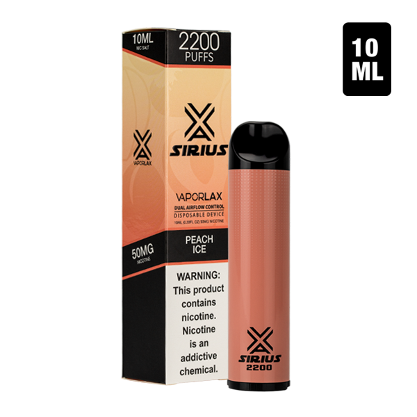 The largest sweet peach ice disposable vape pen, available in vape shops near you