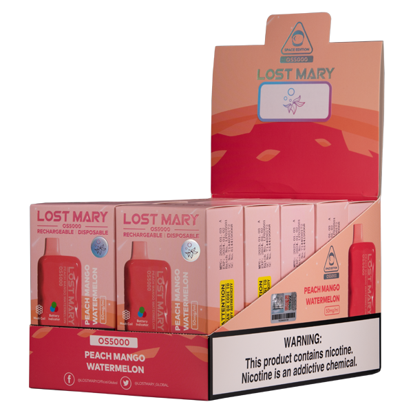 Peach Mango Watermelon Lost Mary OS5000 Vape 10-Pack
