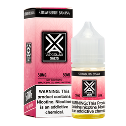 Strawberry Banana by VaporLax Salts is a fruity flavored vape juice, blended with nicotine salts