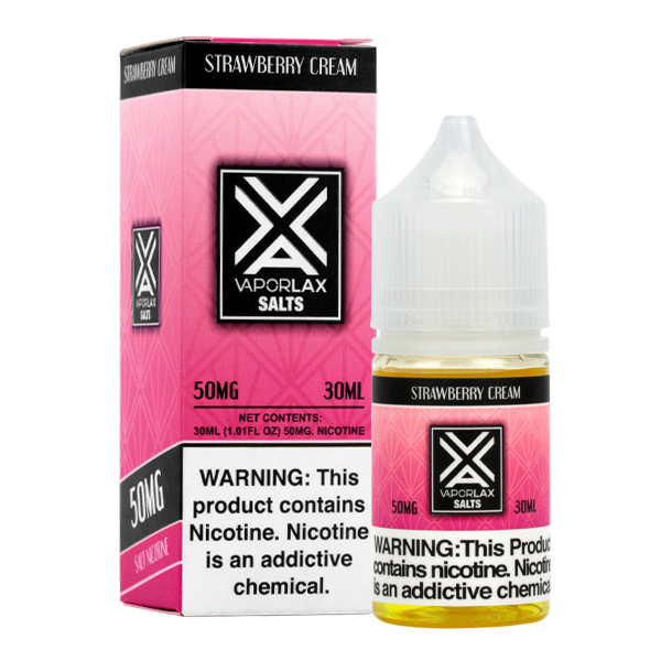 VAPORLAX Strawberry Cream Nicotine Salts 30mL 25mg & 50mg VAPORLAX Strawberry Cream Nicotine Salts 30mL 25mg & 50mg