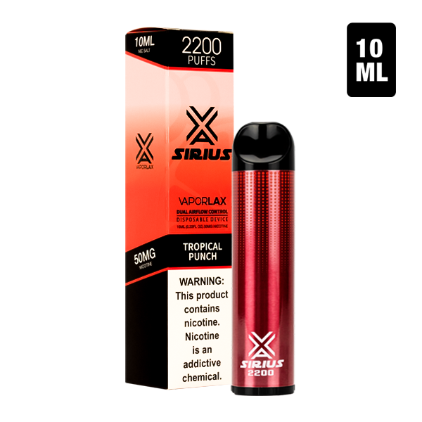 A Tropical Punch flavor of disposable vape pens, Sirius 2200 made by VaporLax