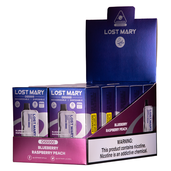 Blueberry Raspberry Peach Lost Mary OS5000 Luster Vape 10-Pack