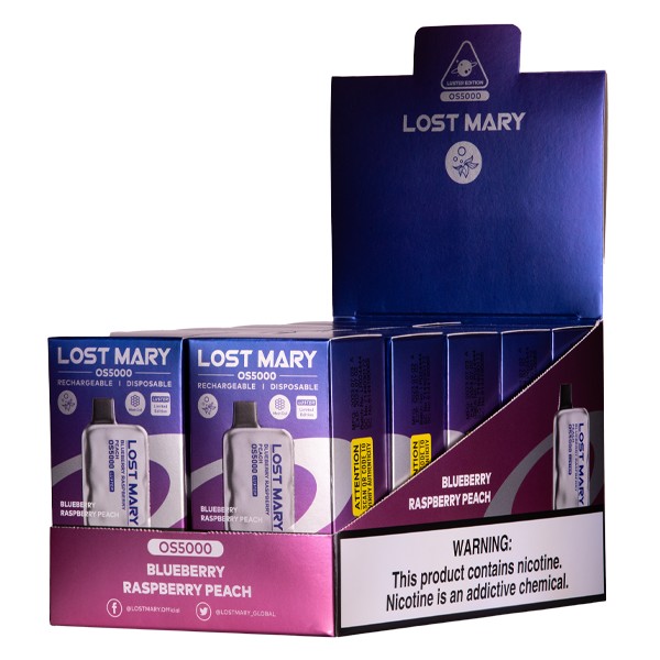 Blueberry Raspberry Peach Lost Mary OS5000 Luster Vape – Mi-One Brands