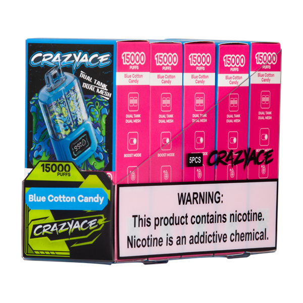 Blue Cotton Candy - CrazyAce B15000 Vape 5 Pack