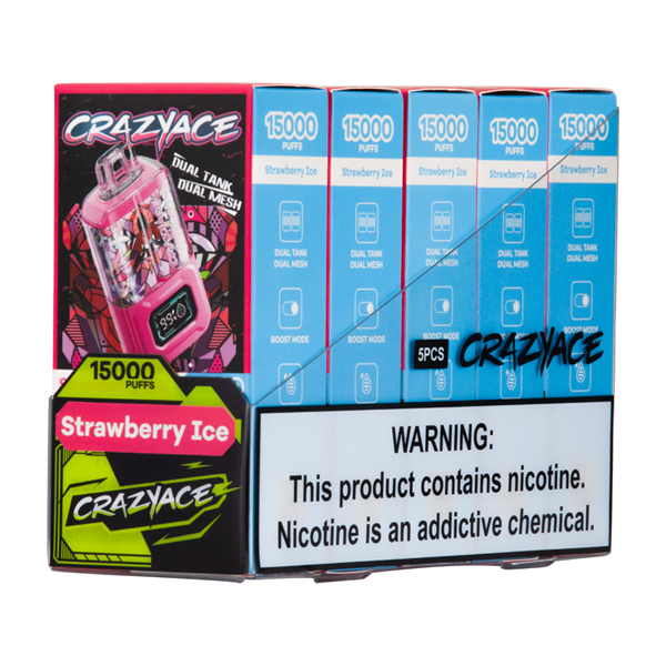 Strawberry Ice - CrazyAce B15000 Vape 5 Pack