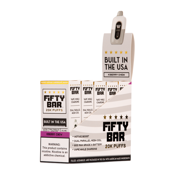 Kiberry Chew Fifty Bar 20K Vape 5 pack