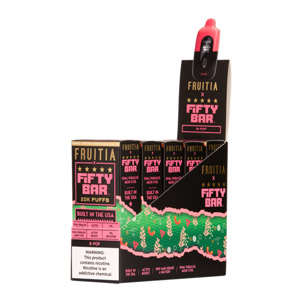 5 Pack of B-Pop FRUITIA X Fifty Bar 20K Vape