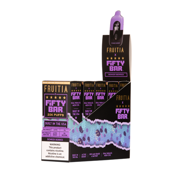 5 Pack of Bonker Berries FRUITIA X Fifty Bar 20K Vape