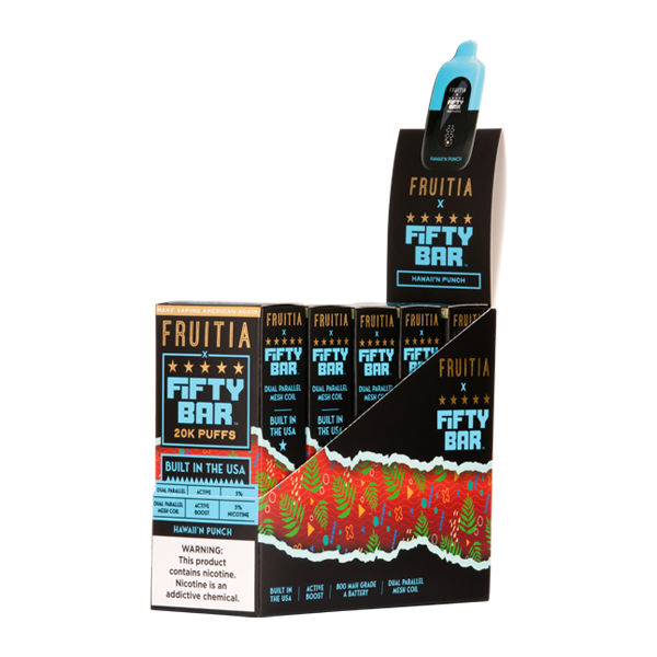 5 Pack of Hawaii'n Punch FRUITIA X Fifty Bar 20K Vape