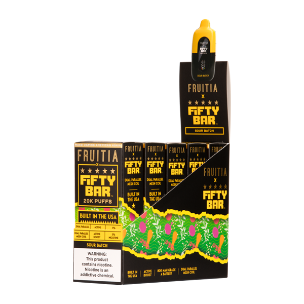 5 Pack of Sour Batch FRUITIA X Fifty Bar 20K Vape