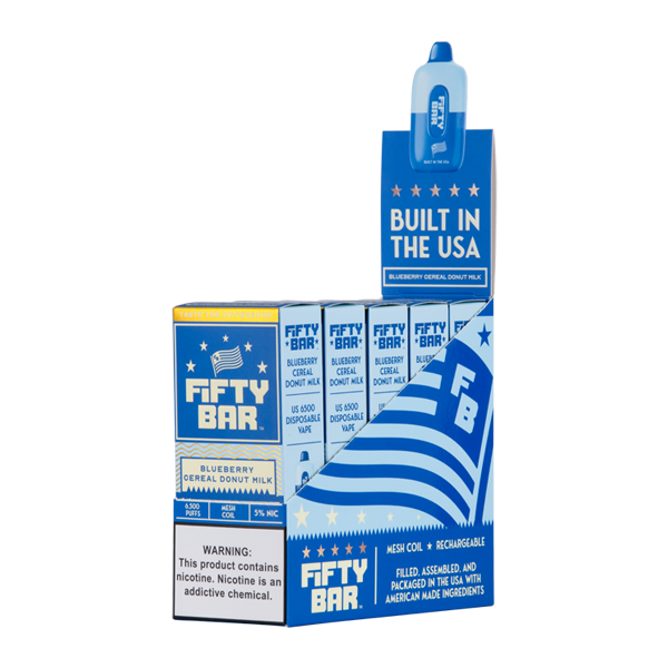 Blueberry Cereal Donut Milk Fifty Bar Vape 5-Pack