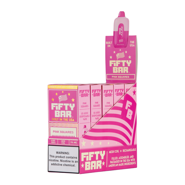 Pink Squares Fifty Bar Vape 5-Pack