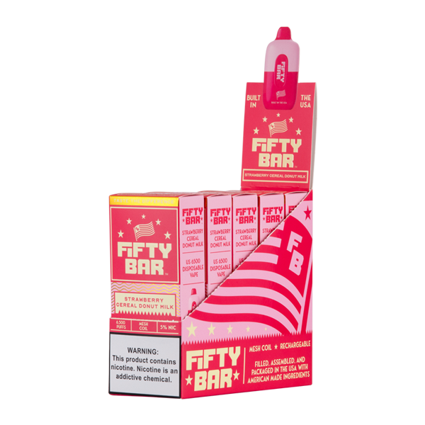 Strawberry Cereal Donut Milk Fifty Bar Vapes 5-Pack