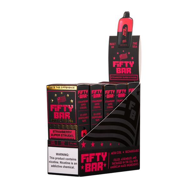 Strawberry Super Strudel Fifty Bar Vape 5-Pack
