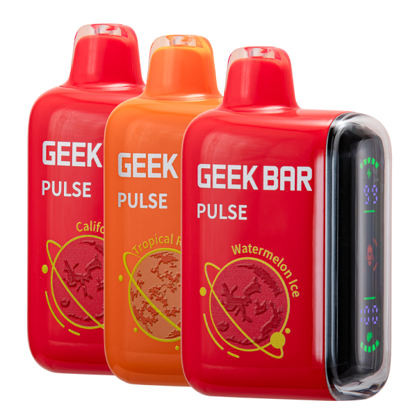 Geek Bar Pulse Sampler Bundle: California Cherry, Tropical Rainbow Blast, & Watermelon Ice