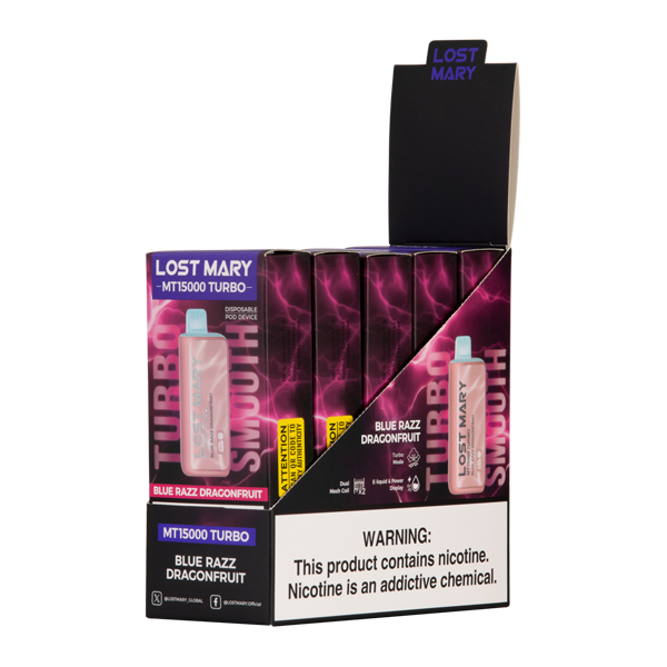 Blue Razz Dragonfruit Lost Mary Mt15000 Turbo Disposable 5 Pack